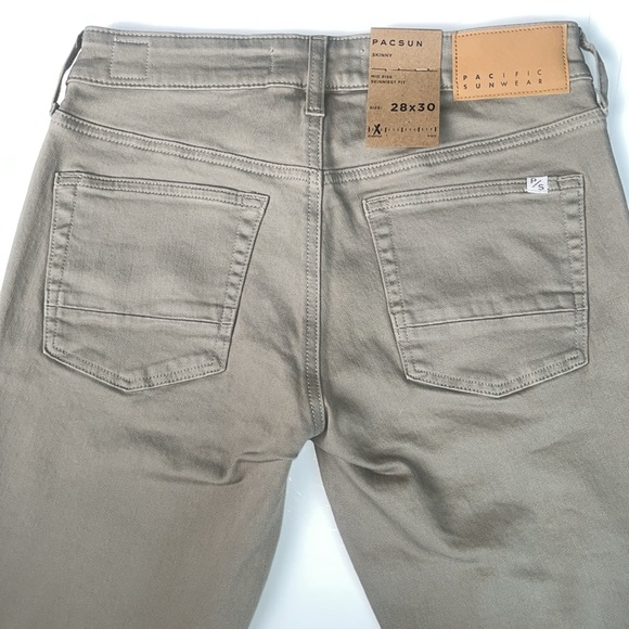 NWT PacSun Skinny Olive Midrise Jeans Skinniest Fit Stretch Cotton Neutral Denim - Picture 6 of 9
